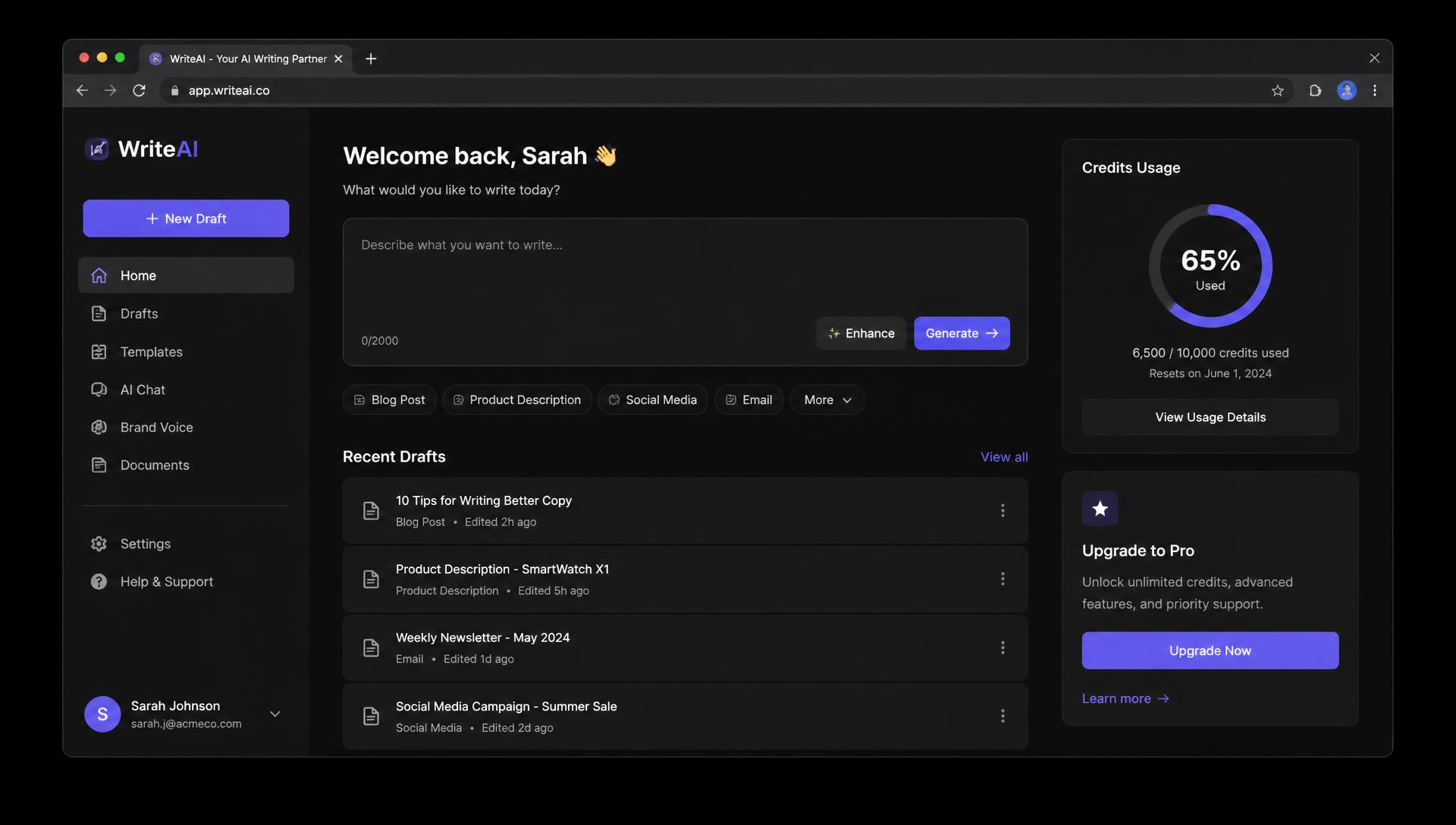 WriteAI, an app built by a student